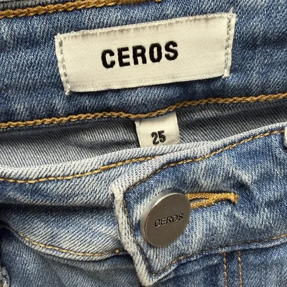 EUC CEROS Frayed Hem Denim Blue Jeans Size 25 - Picture 3 of 6